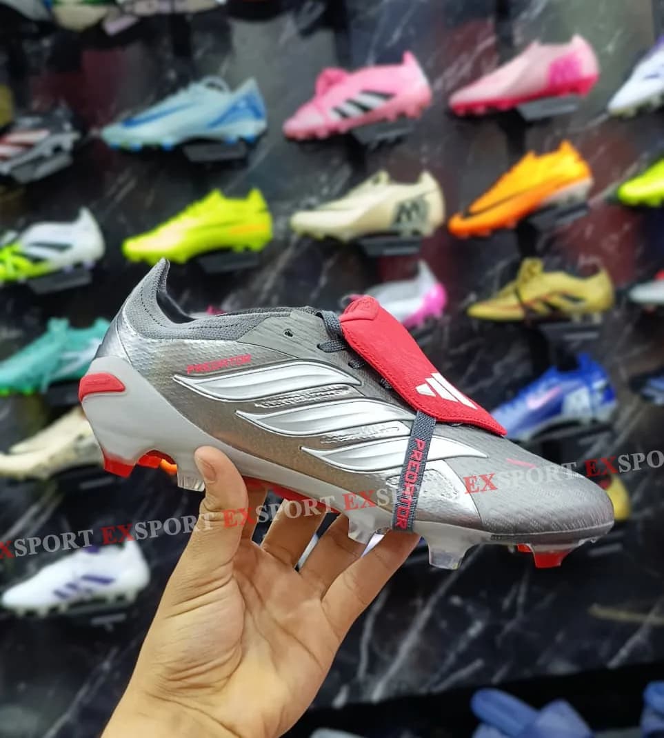 Crampon Adidas Predator League FG – Gris Métallique / Rouge