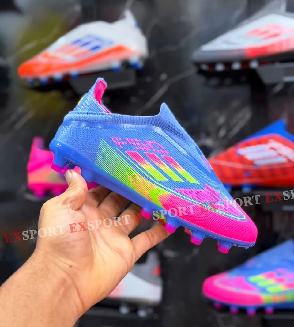 Crampon Enfant Adidas F50 Elite Laceless AG – Blue Fusion