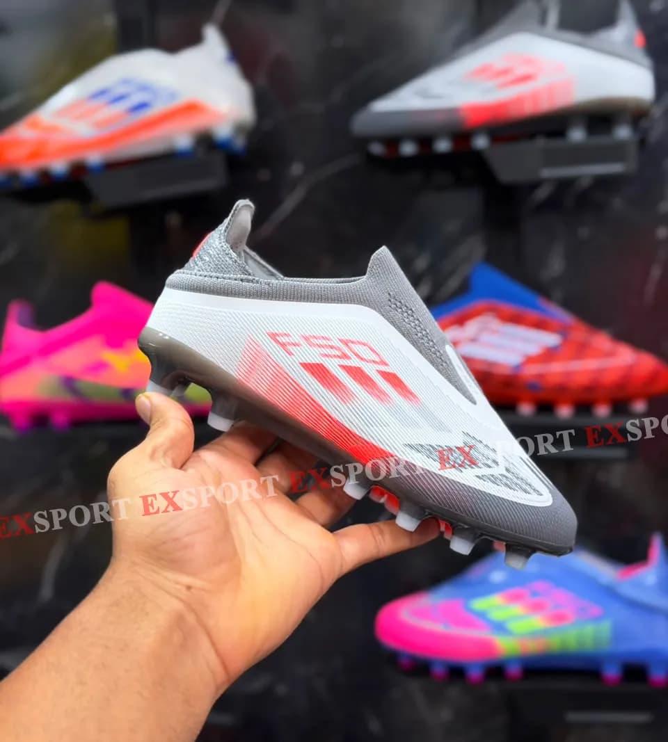 Crampon Enfant Adidas F50 Elite Laceless FG – Gris/Rouge