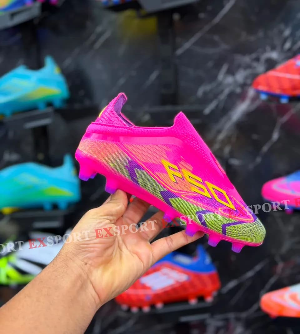 Crampon Enfant Adidas F50 Elite Sans Lacets (Laceless) – Rose Flash